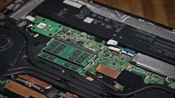 the inside of a laptop computer with the motherboard removed video
