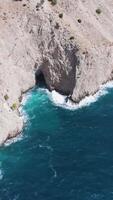 An aerial view of a cave in the ocean video