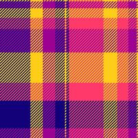 Oriental textile seamless tartan, editable check pattern texture. Sofa plaid background fabric in yellow and red colors. vector