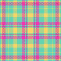 Autumn textile fabric pattern, small tartan background seamless. Aged texture check plaid in teal and amber colors. vector
