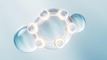 Molecule and water bubble, 3d rendering. video