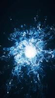 Blue flowing particles with explosive wave effect, 3d rendering. video