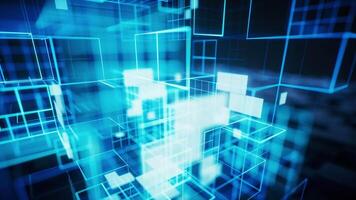 Digital cyberspace with glowing cross lines, 3d rendering. video