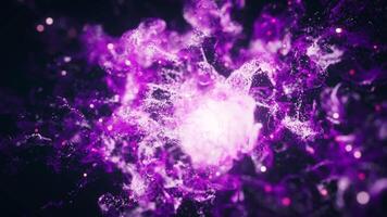 Purple flowing particles with explosive wave effect, 3d rendering. video