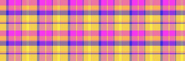 Retro fabric textile tartan, graphic background check pattern. Menswear texture plaid seamless in orange and magenta colors. vector