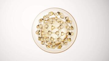 Biological golden molecule with bubble background, 3d rendering. video