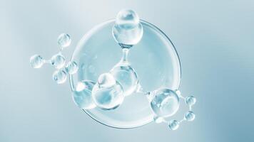 Molecule and water bubble, 3d rendering. video