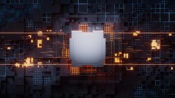 Technology circuit board and core, 3d rendering. video