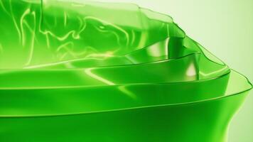 Flowing transparent green multilayer glass background, 3d rendering. video