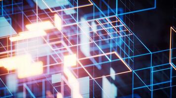 Digital cyberspace with glowing cross lines, 3d rendering. video