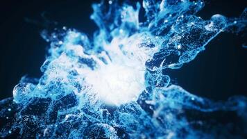 Blau fließend Partikel mit explosiv Welle Wirkung, 3d Wiedergabe. video