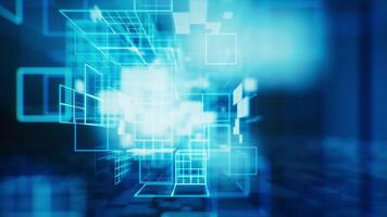 Digital cyberspace with glowing cross lines, 3d rendering. video
