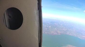 Jumping from an airplane with a parachute, the landscape of Odessa from a height video