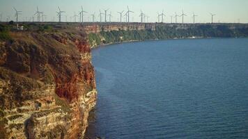 Bulgaria, Kaliakra - 15 June 2016 Wind power, wind turbines on the shore in Bulgaria. video