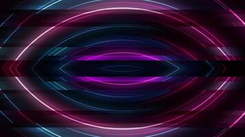 Trendy cyberpunk animation with glowing red and blue neon light beams and glitch effect. Modern stylish tech concept background. video