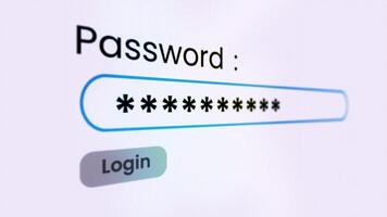 Password typing animation, login animation with white background suitable for data security, hacking, account creation, phishing, and data encryption. video