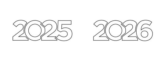 Happy New Year 2025 2026 text logo design template for calendar typography, greeting card, invitation, banner, diary cover print. vector