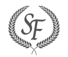 Initial letter S and F, SF monogram logo design with laurel wreath. Luxury calligraphy font. vector