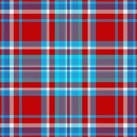 Mixed fabric tartan pattern, backdrop texture check seamless. Ribbon textile background plaid in red and cyan colors. vector