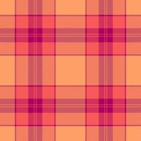 Feminine fabric plaid tartan, sparse pattern background check. Wallpaper seamless texture textile in red and orange colors. vector