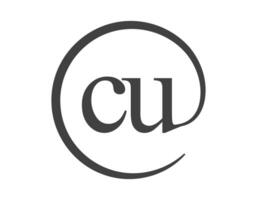 CU logo from two letter with circle shape email sign style. C and U round logotype of business company vector