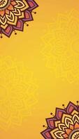 Looping Animation Of Yellow Gradient Vertical Background with Mandala Floral Borders Warm Yellow with Intricate Mandala Elegant Patterns on Bright Yellow Background video
