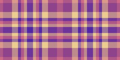 Dining room check textile texture, ribbon seamless plaid pattern. Multicultural background fabric tartan in amber and magenta colors. vector