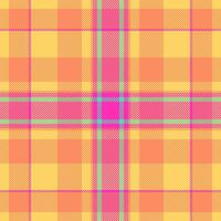 Fold plaid textile pattern, styling fabric texture tartan. Vogue seamless background check in orange and amber colors. vector