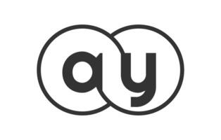 AY business company emblem with outline rounds and letters a y. Logo template of two merged circles for brand identity, logotype. Infinity symbol vector