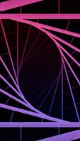 Flying inside abstract corridor of bending lines on a black background. Design. Moving in hypnotic wormhole. video