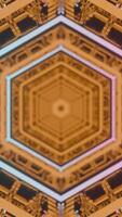 Enter a cutting edge hexagonal light tunnel filled with vivid colors in a futuristic setting. Design video