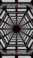Explore the futuristic abstract tunnel adorned with red LED lights and geometric patterns. Design video