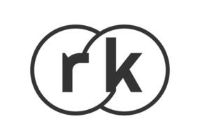 RK business company emblem with outline rounds and letters r k. Logo template of two merged circles for brand identity, logotype. Infinity symbol vector