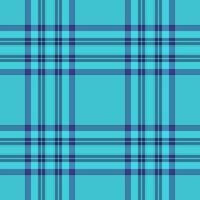 Retro fabric seamless, trade check background texture. Suit pattern textile tartan plaid in cyan and blue colors. vector