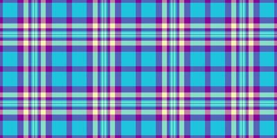 Jersey tartan seamless pattern, sky plaid background check. Loft textile fabric texture in blue and teal colors. vector