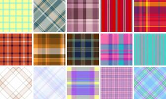Scottish-inspired plaid collection with rustic checkered designs. Great for fashion, fabric prints, and geometric textile patterns. vector