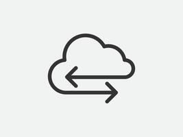 Technology icon cloud computing connection. Big data global server. Line design symbol. vector