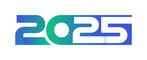 Modern blue gradient text 2025 new year design vector
