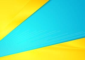 Contrast yellow and blue glossy background with minimal lines vector