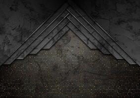 Dark grey and golden abstract tech geometric grunge background vector