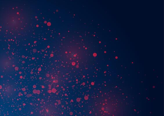 Shiny sparkling red purple particles on dark blue background