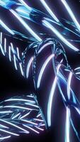 Abstract optical fiber lines on a black background. Design. Bright light neon blue signals quickly transmit data for high speed internet connection. video
