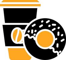 Coffee And Donut Colorful Icon vector