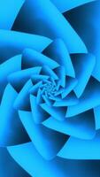 Abstract geometric wormhole looking like flower petals. Design. Beautiful spinning blue triangular shapes. video