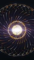 Abstract glowing sphere pulsating and spreading lines that flying around it. Animation. Shining rays creating symmetric pattern with a core in the middle. video