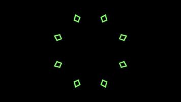 Neon flower shapes with kaleidoscopic motion on black in a seamless VJ loop. video