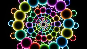 Neon pulsing balloon circles in a seamless loop. video
