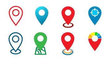 Set of Pin Location. Pin Location Icon collection. Colored location symbols collection. Pin location icon design illustration. Location icon simple sign. vector