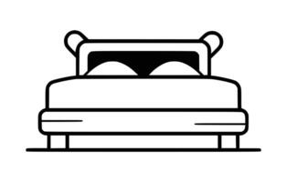 Double Bed Outline Icon On White Background vector