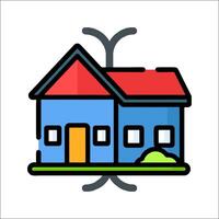 A house icon with a red roof and a blue roof vector